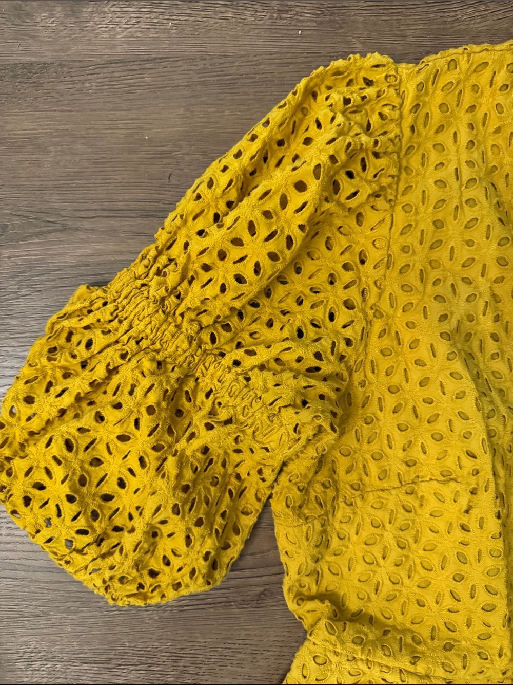 Eloquii Mustard Eyelet Midi Dress Putt Sleeve Size 14 - Picture 3 of 7